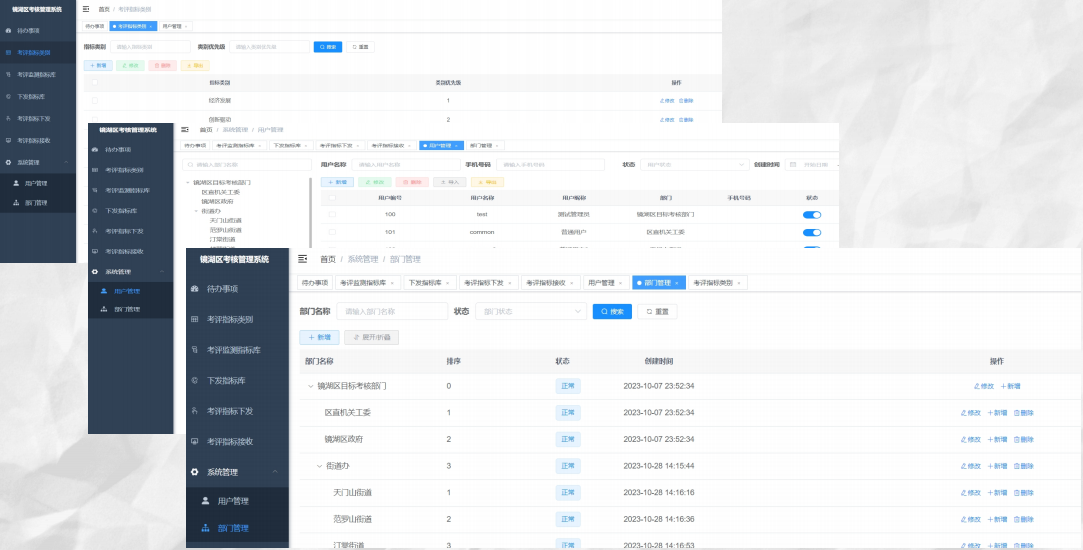 镜湖区智慧考核系统界面